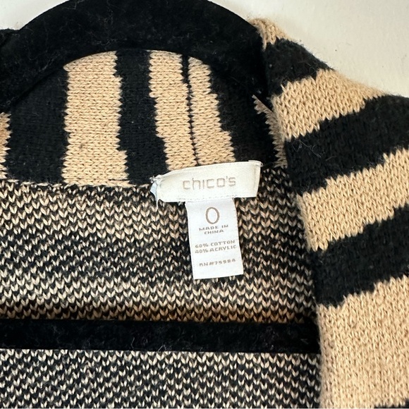 Chico's | Tan and Black Zebra Print Open Front Cardigan Size Small (Chico's 0) - Picture 2 of 3